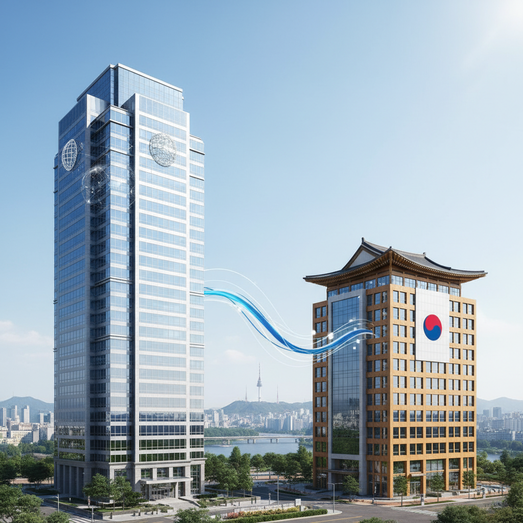 Visual representation of company vs. branch office in Korea for foreign investors.