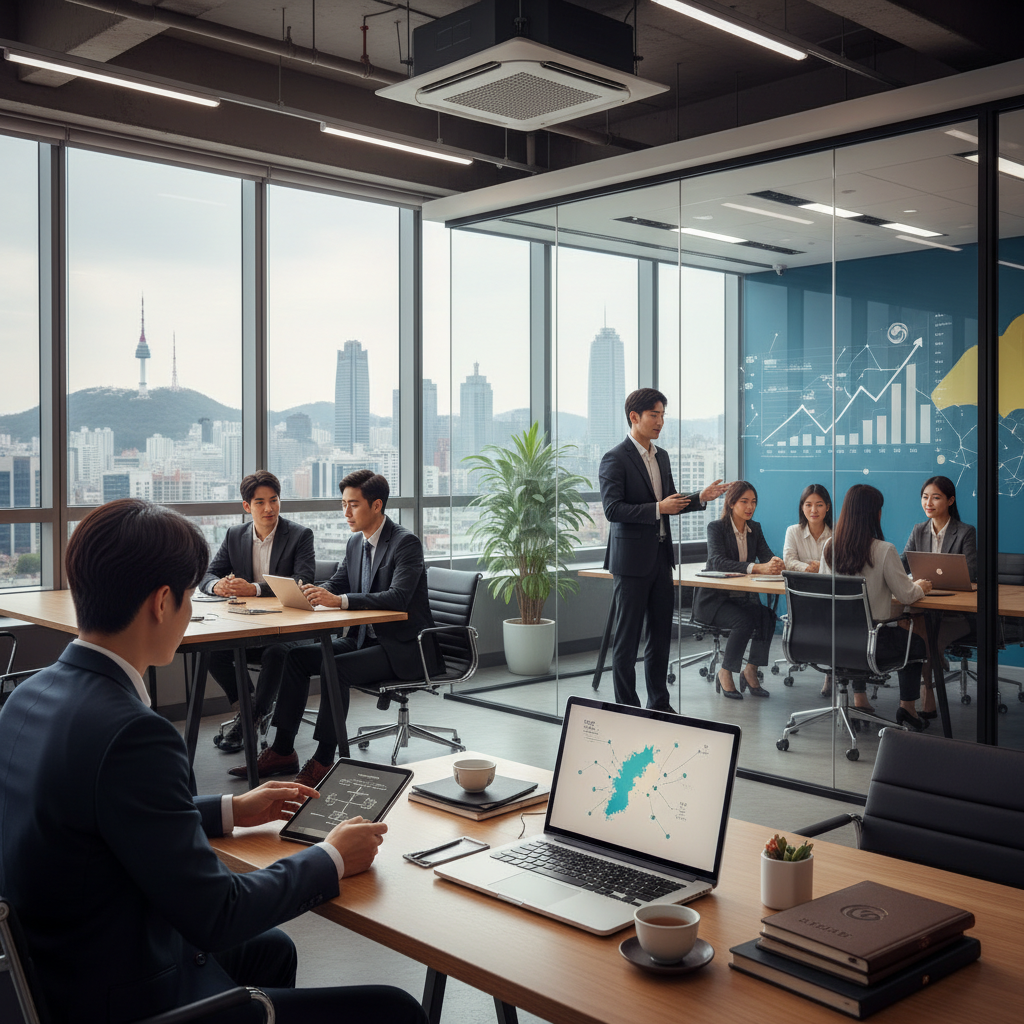 An engaging visual representation of South Korea's startup ecosystem, highlighting innovation and entrepreneurship.